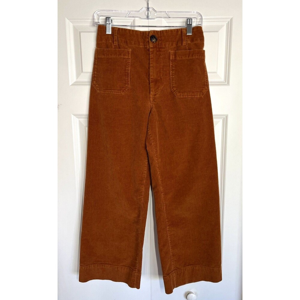 Velvet Heart Wide Leg High Rise Copper Brown Corduroy Cropped Pants Sz 27 Pocket